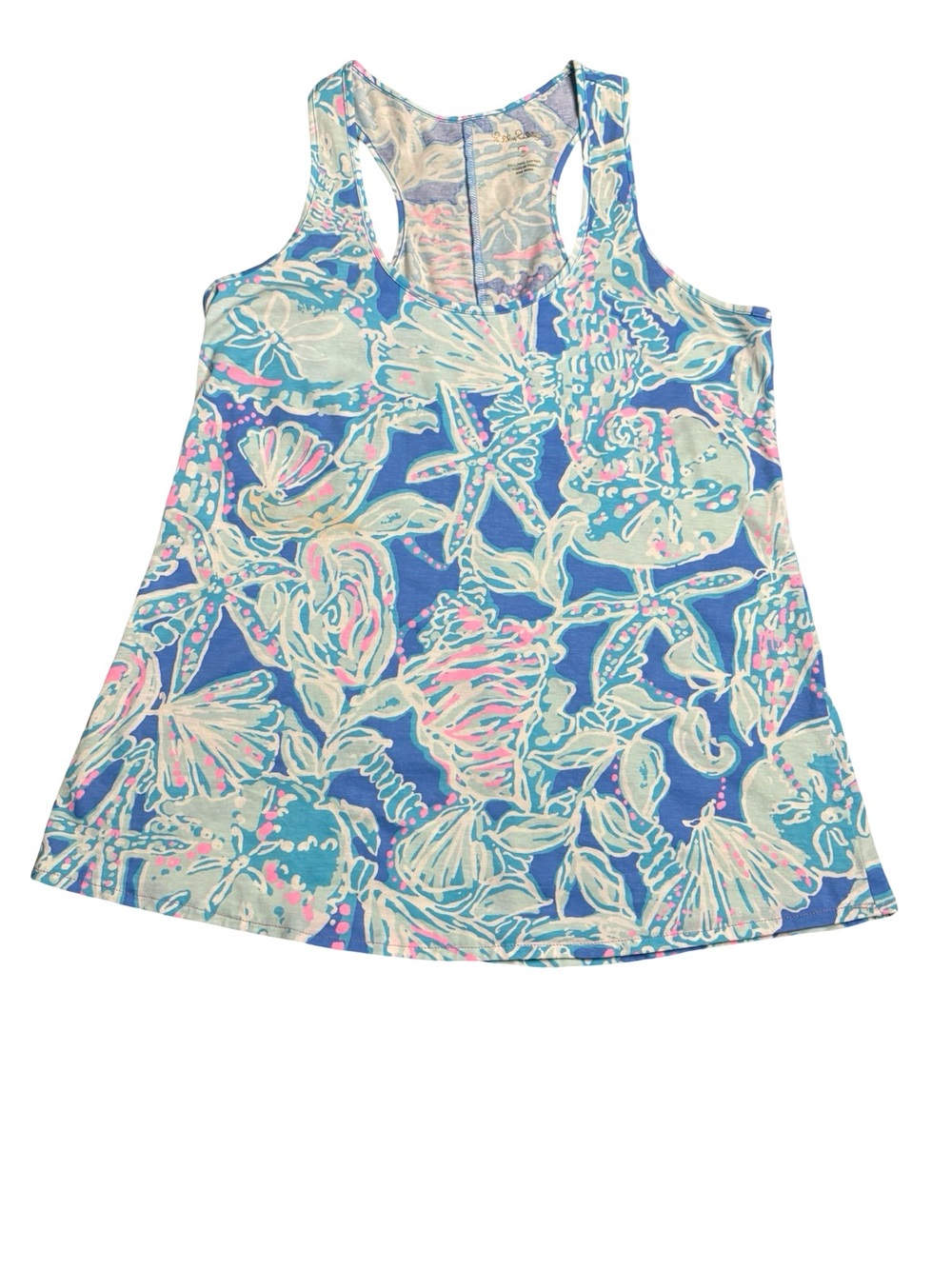 Lilly Pulitzer Arya Blue Floral Racerback Tank Women’s Size S